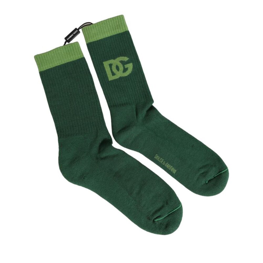 Dolce & Gabbana Green DG Logo Nylon Mid Calf Accessory Women's Socks